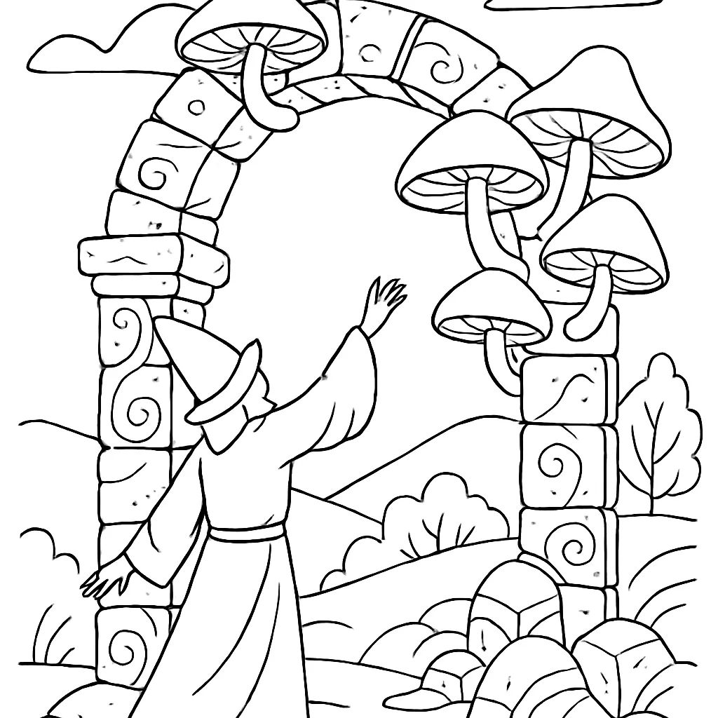 Page 1 of Fantasy Realms Coloring Pages