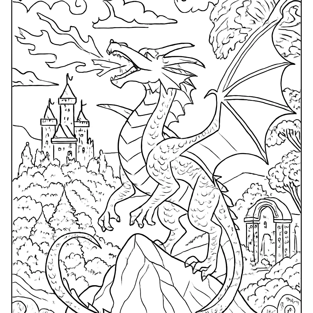 Page 2 of Fantasy Realms Coloring Pages