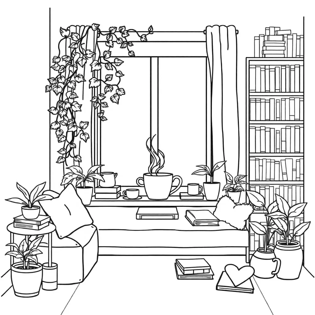 Page 1 of Cozy Corners Coloring Pages